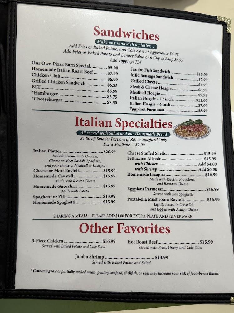 Pizza Barn Menu image 1